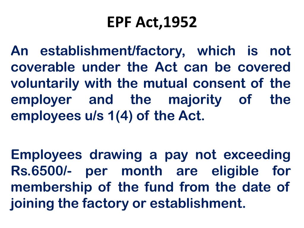 PPT The Employees Provident Funds And Miscellaneous Provisions Act