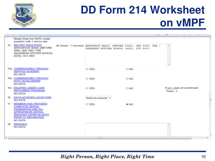 PPT - DD Form 214 Instructions - Retirements - Separations PowerPoint