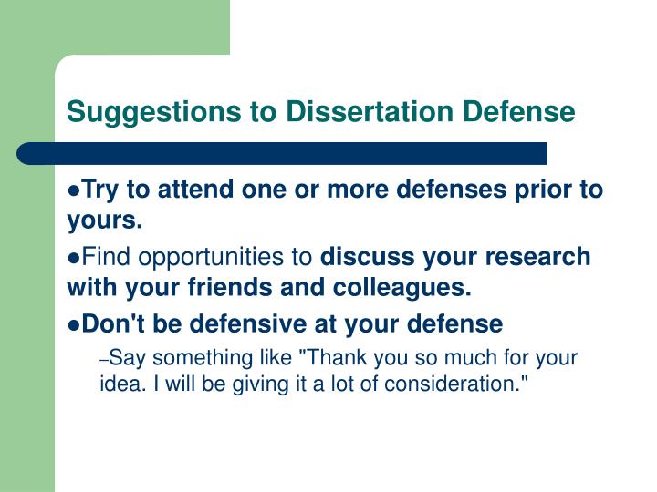dissertation defense presentation After the presentation and defense of the thesis, the final conclusion of the department should be that none of them have reservations on the content and quality of the thesis a conclusion on the thesis has to be approved by the rector of the educational institute. dissertation defense presentation After the presentation and defense of the thesis, the final conclusion of the department should be that none of them have reservations on the content and quality of the thesis a conclusion on the thesis has to be approved by the rector of the educational institute.