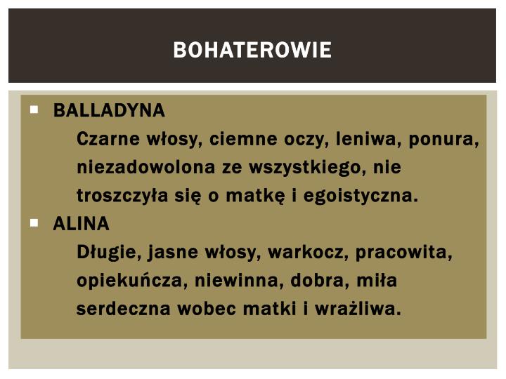 Cechy Charakteru Aliny I Balladyny PPT - Balladyna PowerPoint Presentation - ID:3935879