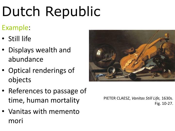 dutch republic The republic was a confederation of seven provinces, which had their own governments and were very independent, and a number of so-called generality landsthe latter were governed directly by the states general (staten-generaal in dutch), the federal government. dutch republic The republic was a confederation of seven provinces, which had their own governments and were very independent, and a number of so-called generality landsthe latter were governed directly by the states general (staten-generaal in dutch), the federal government.