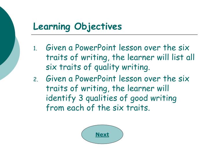 Writing Assessment Six Traits