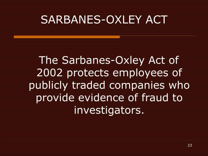 a description of the sarbanes oxley The following is intended as brief overview of the sarbanes-oxley act and not as a detailed summary or commentary on the act or its intentions specifically, the. a description of the sarbanes oxley The following is intended as brief overview of the sarbanes-oxley act and not as a detailed summary or commentary on the act or its intentions specifically, the.