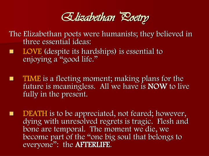 Elizabethan poetry essay
