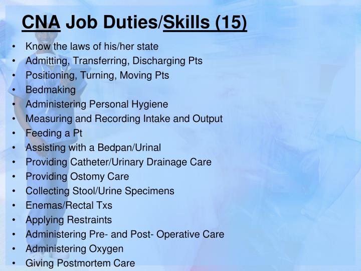 Cna job duties and responsibilities