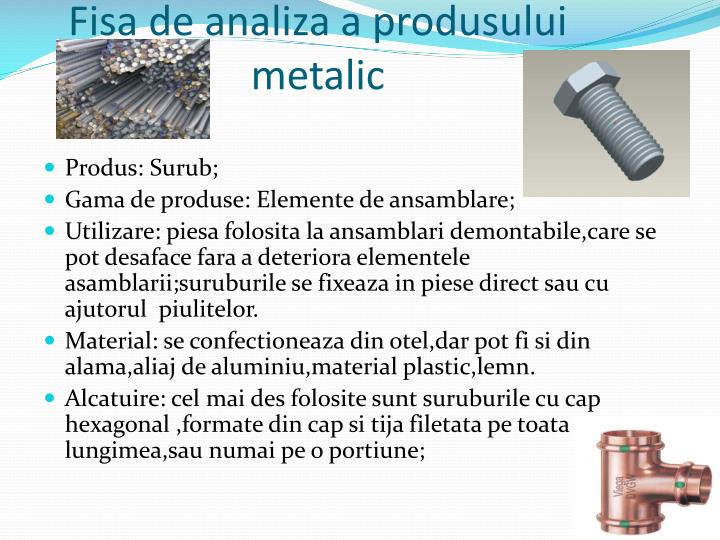 Fisa De Analiza A Unui Produs Din Lemn PPT - Materii prime si materiale metalice PowerPoint Presentation - ID