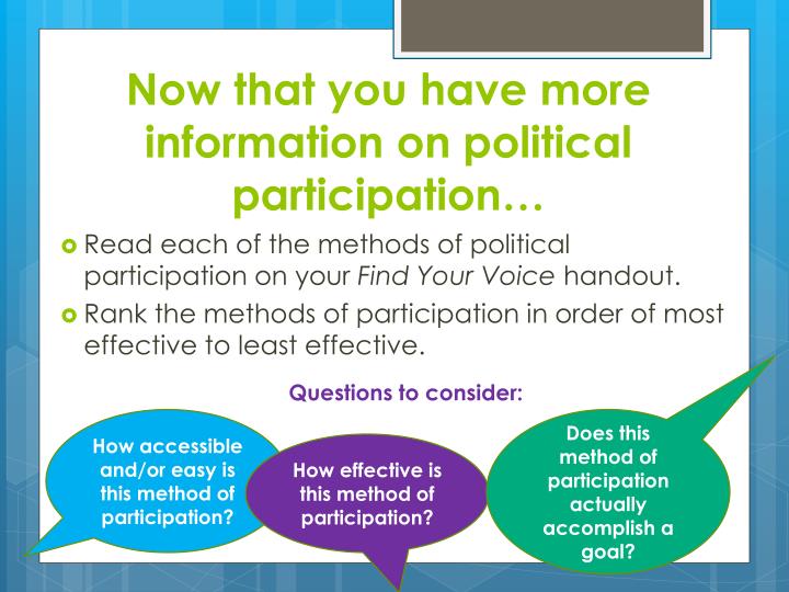 Methods Of Political Participation