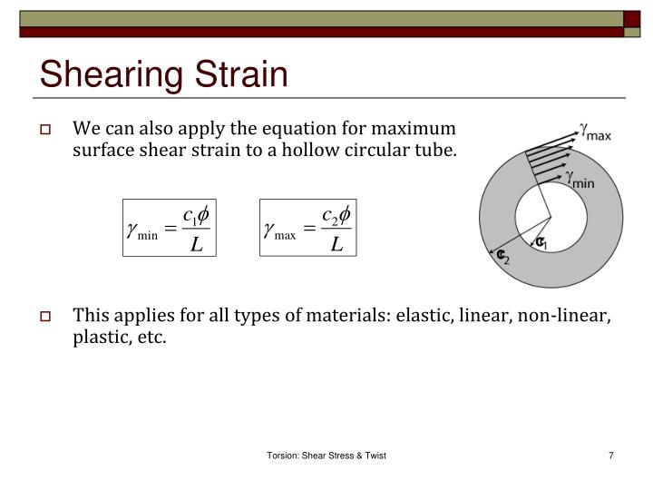 Maximum Shear Stress Equation Talkchannels Ppt Torsion Shear Stress Twist 3 1 5 Powerpoint
