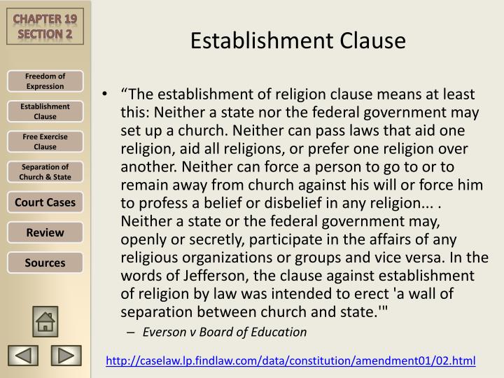 establishment of religion clause
