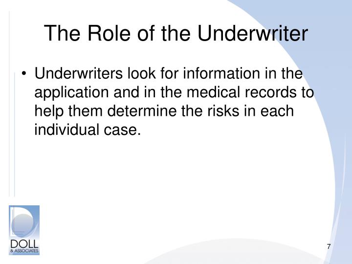 role of an underwriter role of an underwriter