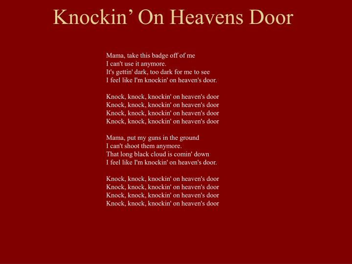 Knockin On Heavens Door The Bob Dylan Songbook The Klone