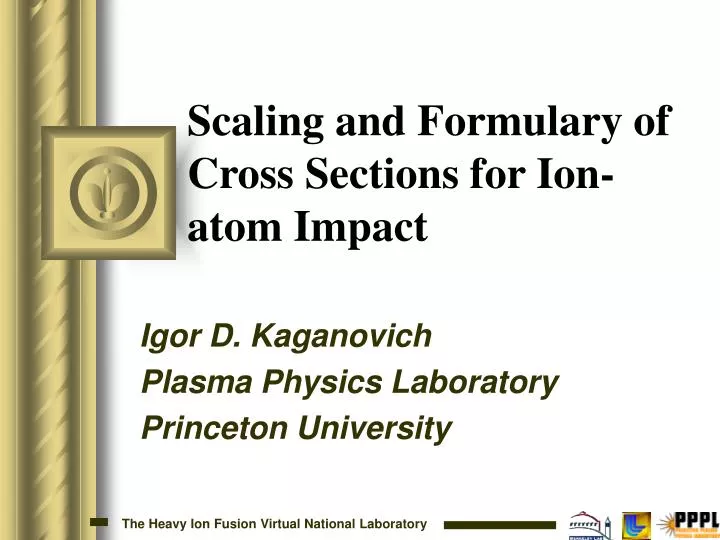 PPT Scaling And Formulary Of Cross Sections For Ion Atom Impact