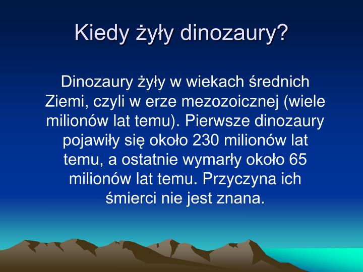 Kiedy żyły Dinozaury Scenariusz Zajęć PPT - Dziwne Stwory - dinozaury PowerPoint Presentation - ID:4274904