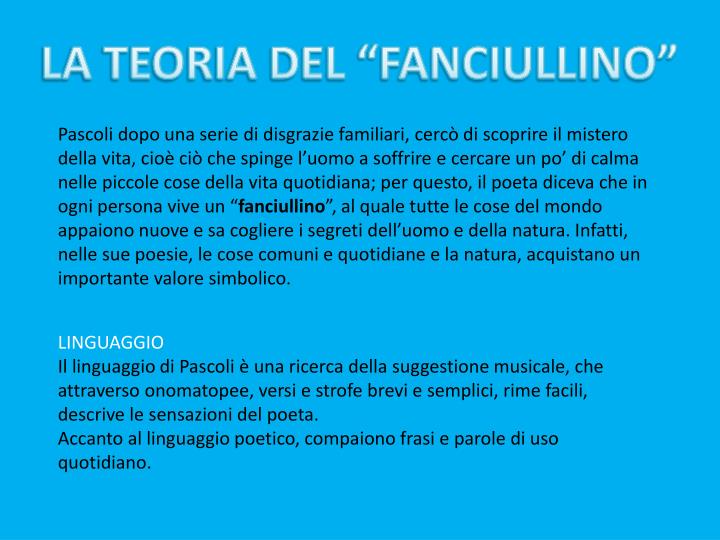 Il Fanciullino Che è In Noi PPT - GIOVANNI PASCOLI PowerPoint Presentation - ID:4276390