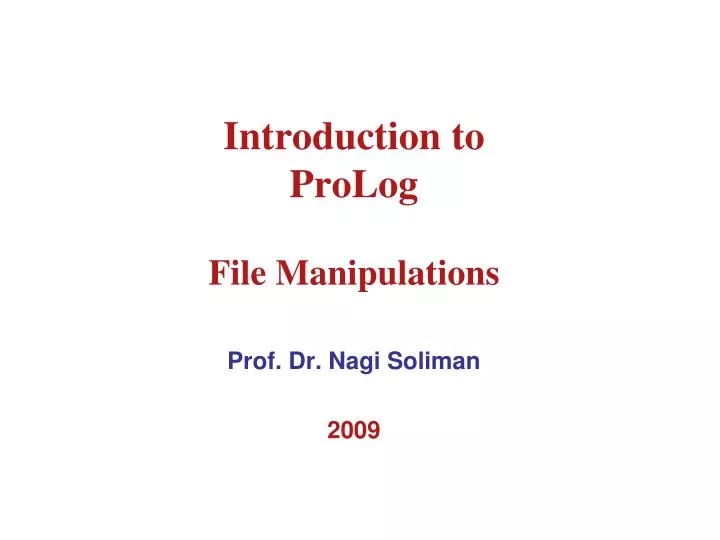 introductions to prolog introductions to prolog