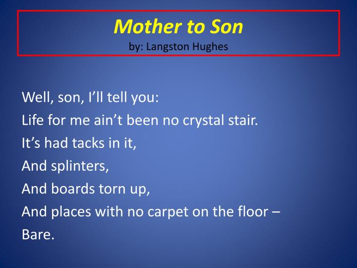 essay on langston hughes mother to son essay on langston hughes mother to son