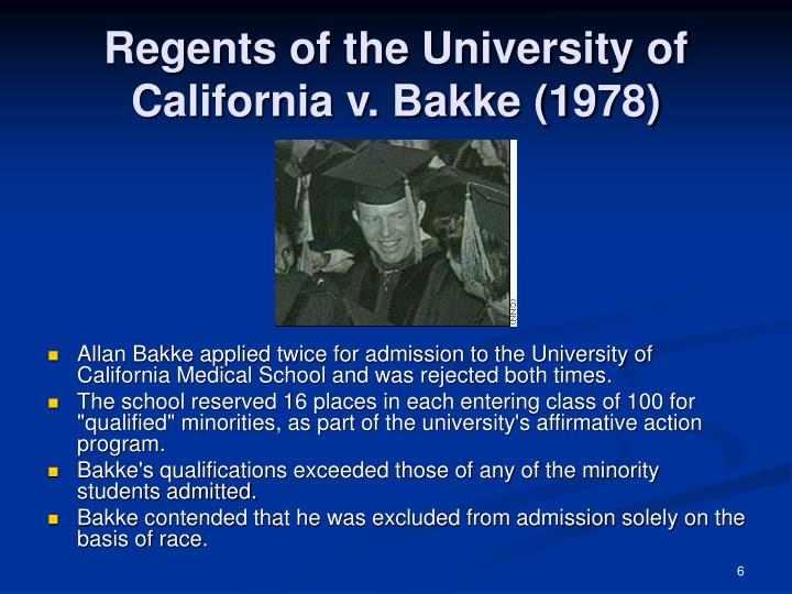 The Bakke Vs The Regents Of University