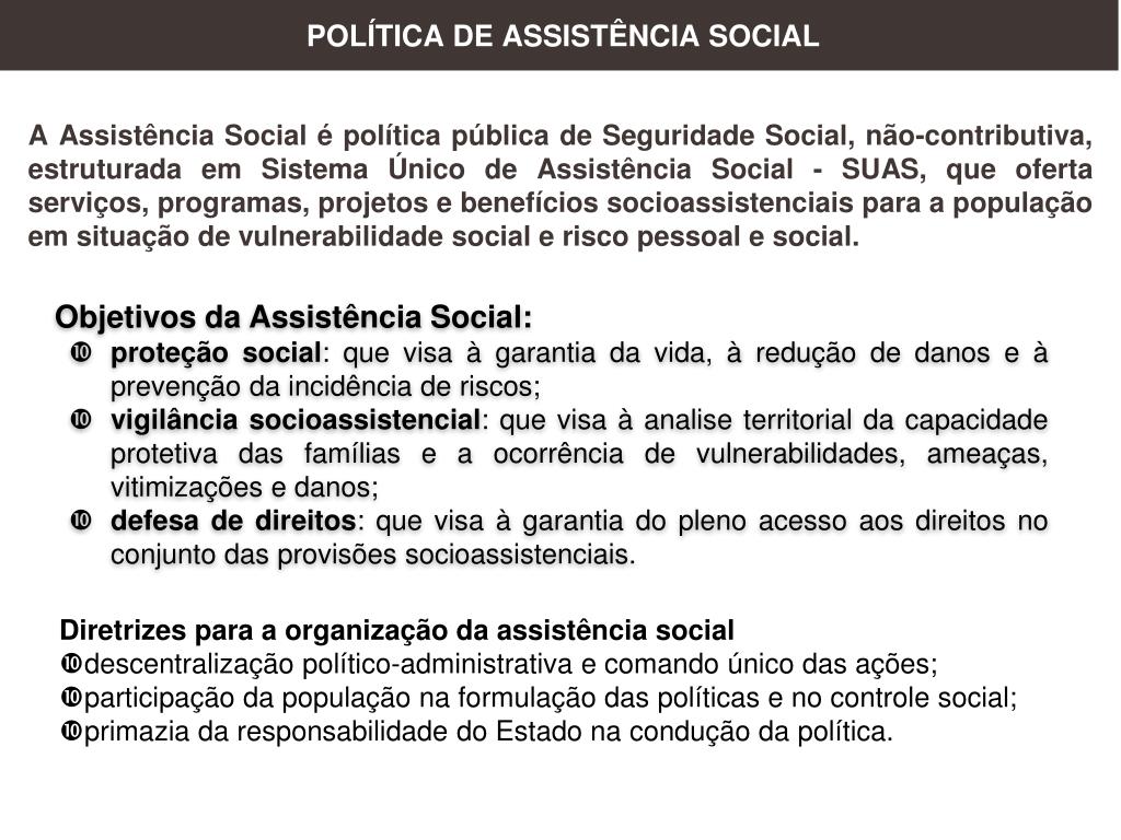 PPT POLÍTICA DE ASSISTÊNCIA SOCIAL PowerPoint Presentation free