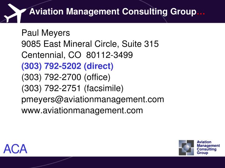 Aviation Management Consulting Group 69