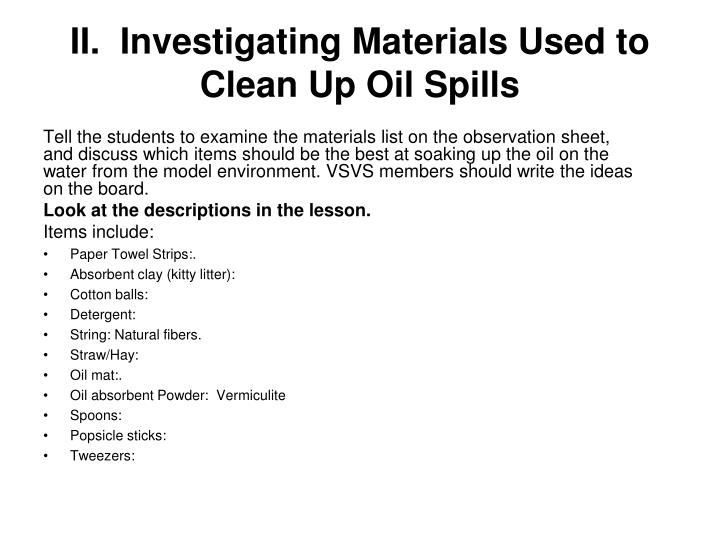 Cleaning up oil spills essay