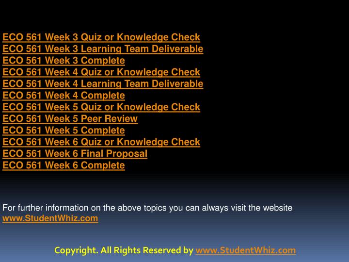 eco 561 week 1 knowledge check Eco 561 help become exceptional / eco561martcom eco 561 week 1 knowledge check (quiz) for more classes visit wwweco561martcom wwweco561martcom 1. eco 561 week 1 knowledge check Eco 561 help become exceptional / eco561martcom eco 561 week 1 knowledge check (quiz) for more classes visit wwweco561martcom wwweco561martcom 1.