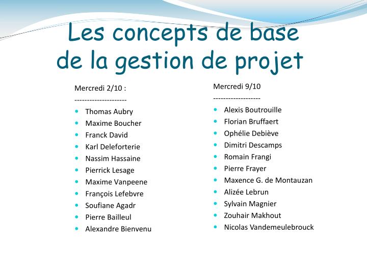 PPT  Les concepts de base de la gestion de projet PowerPoint