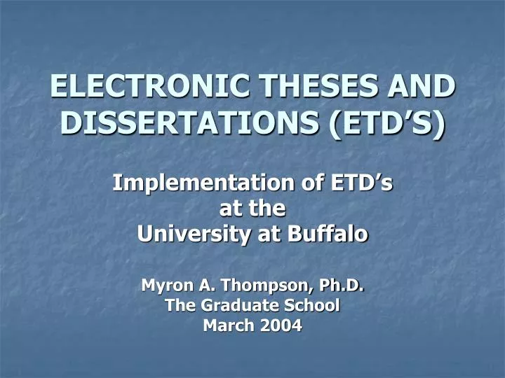 Electronic Thesis Dissertation