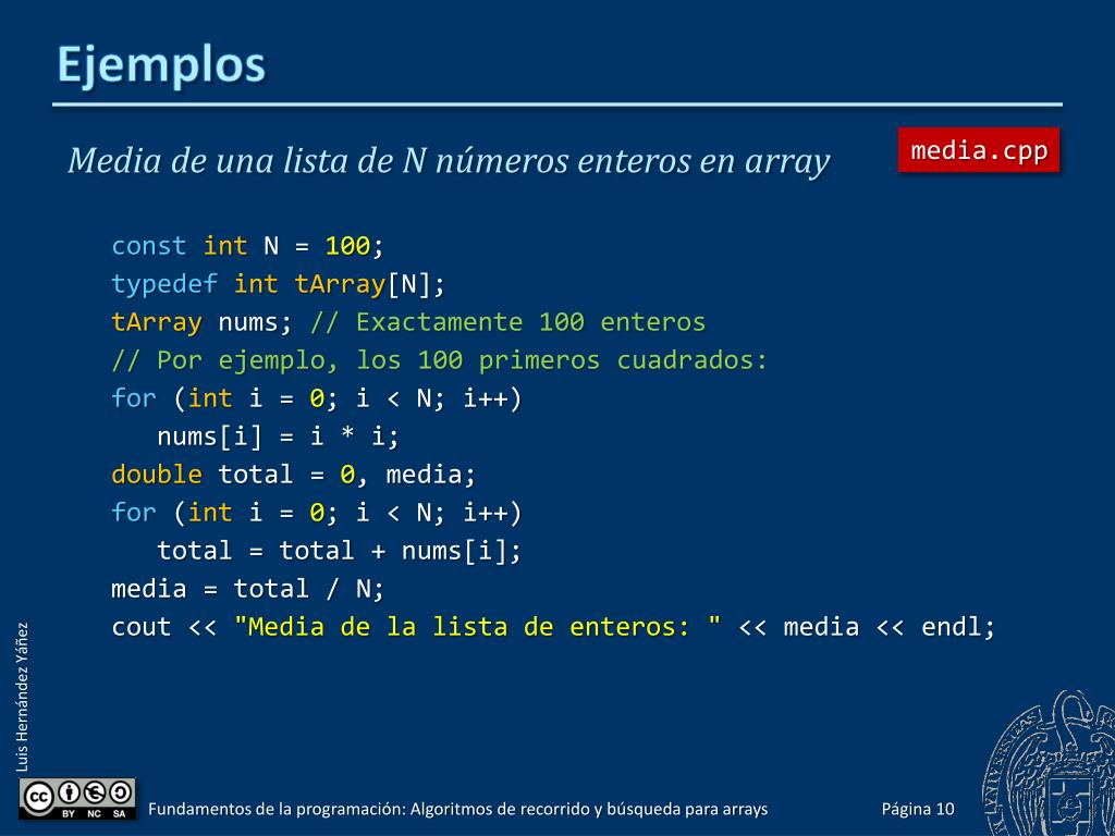 PPT Algoritmos de recorrido y búsqueda para arrays PowerPoint