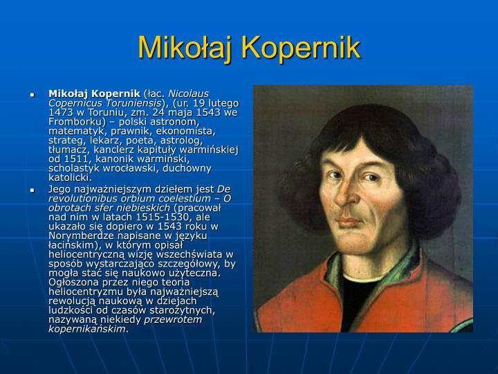 Mikołaj Kopernik Prezentacja Dla Dzieci PPT - SŁAWNI POLACY PowerPoint Presentation - ID:4857762