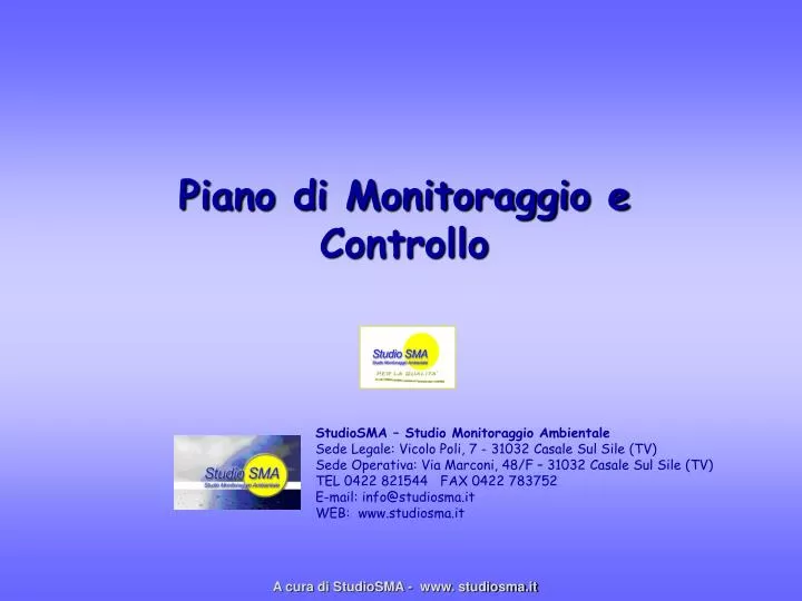 PPT Piano Di Monitoraggio E Controllo PowerPoint Presentation Free