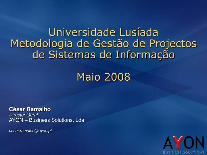 PPT Universidade Lusíada Metodologia de Gestão de Projectos de