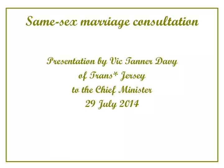 Same sex marriage consultation