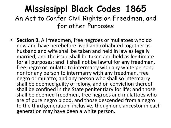 Mississippi black codes Mississippi black codes picture