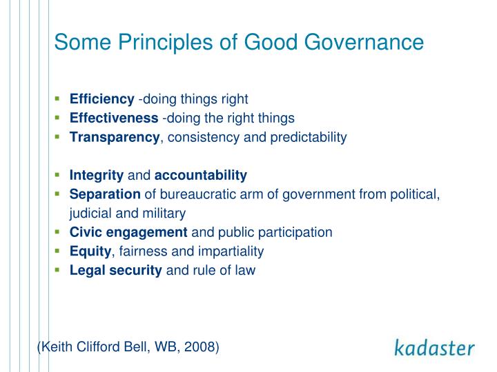 principles and characteristics of good governance Characteristics of architecture principles a good set of principles will be founded in the beliefs and support the architecture governance. principles and characteristics of good governance Characteristics of architecture principles a good set of principles will be founded in the beliefs and support the architecture governance.