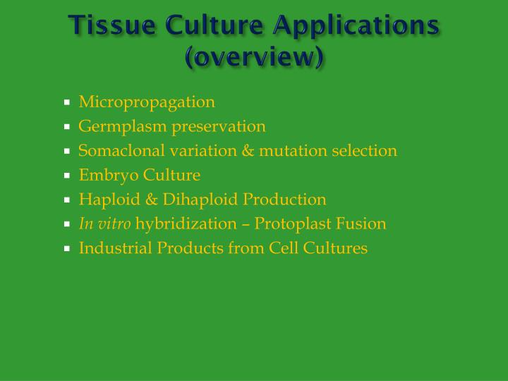 application of tissue culture pdf