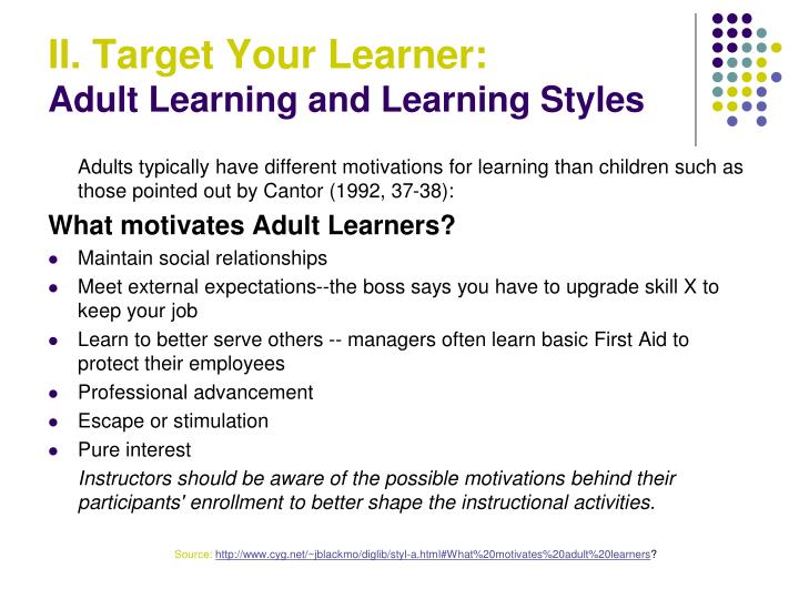 adult Learning learners styles