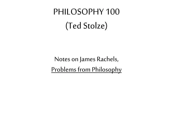Problems From Philosophy James Rachels Pdf