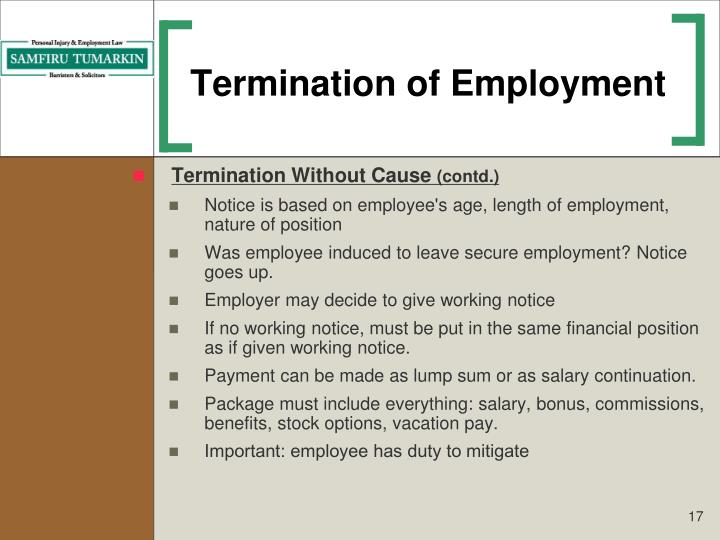 Stock options termination without cause