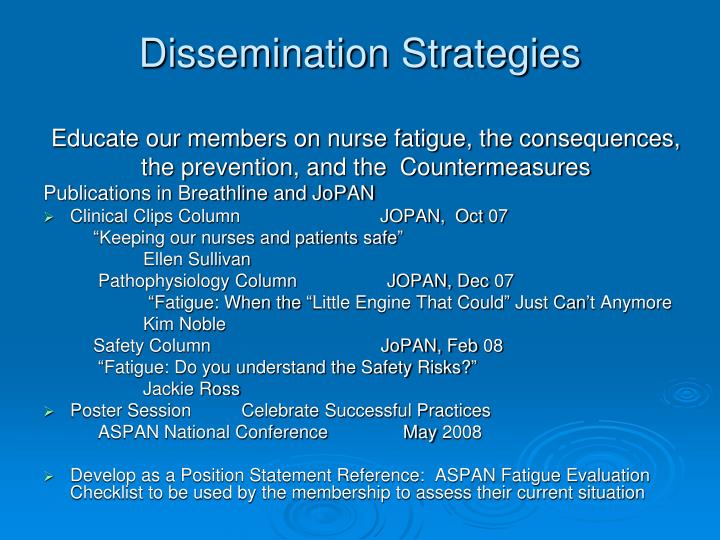 Dissemination strategy nursing