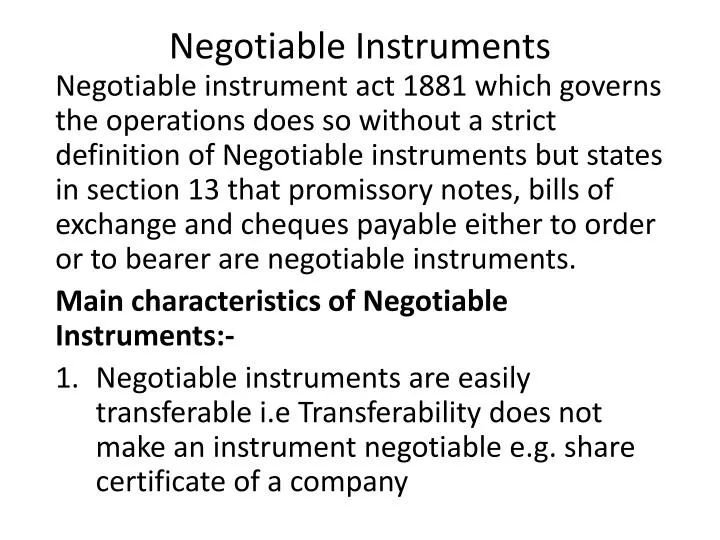 Chapter 16: Negotiable Instruments - PowerPoint PPT Presentation