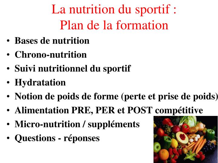 PPT - FORMATION EN NUTRITION DU SPORT PowerPoint PPT - FORMATION EN NUTRITION DU SPORT PowerPoint