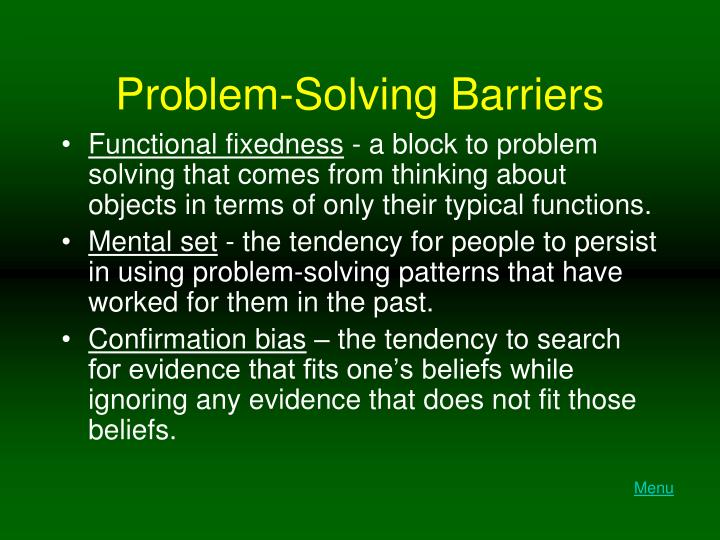 barriers to effective problem solving psychology