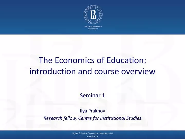 lecture notes on economics of education