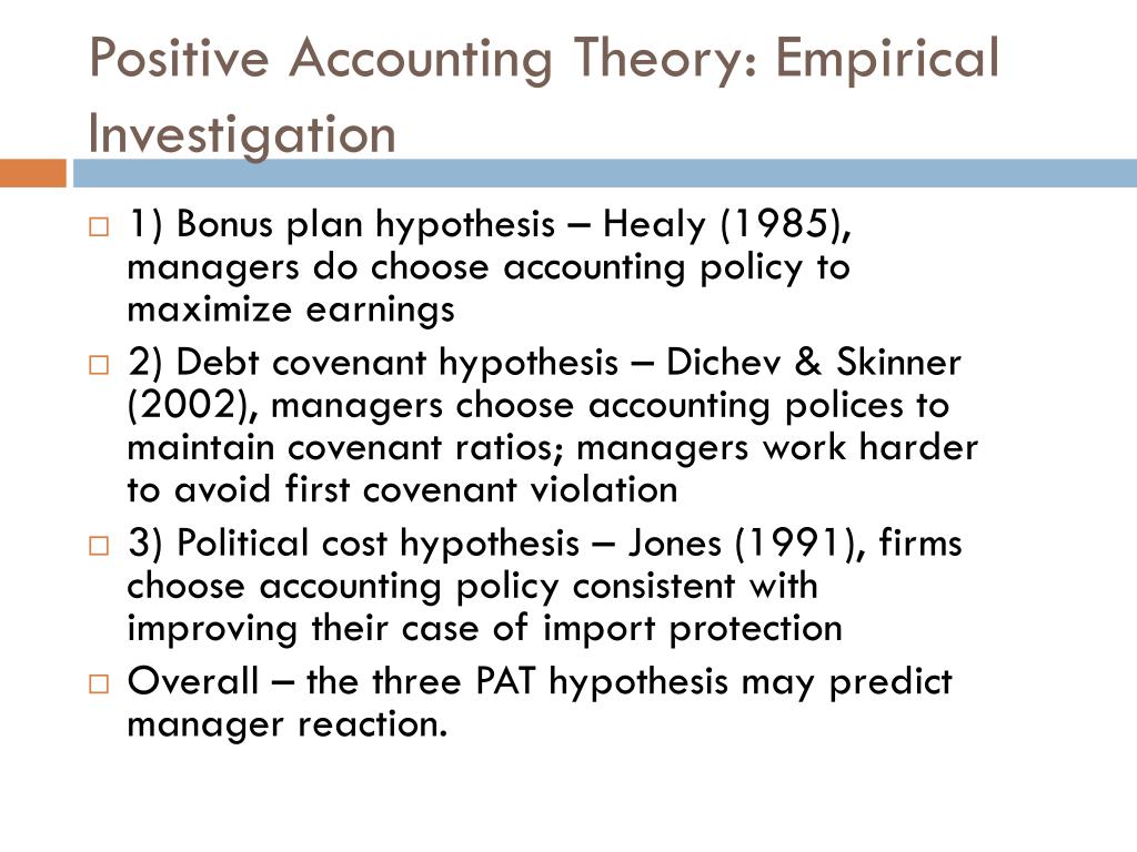 3 hypothesis of positive accounting theory