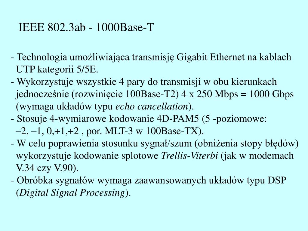 Jaką Przepływność Definiuje Standard Sieci Ethernet Ieee 802 3 Z PPT - Gigabit Ethernet / IEEE 802.3z / IEEE802.3ab PowerPoint