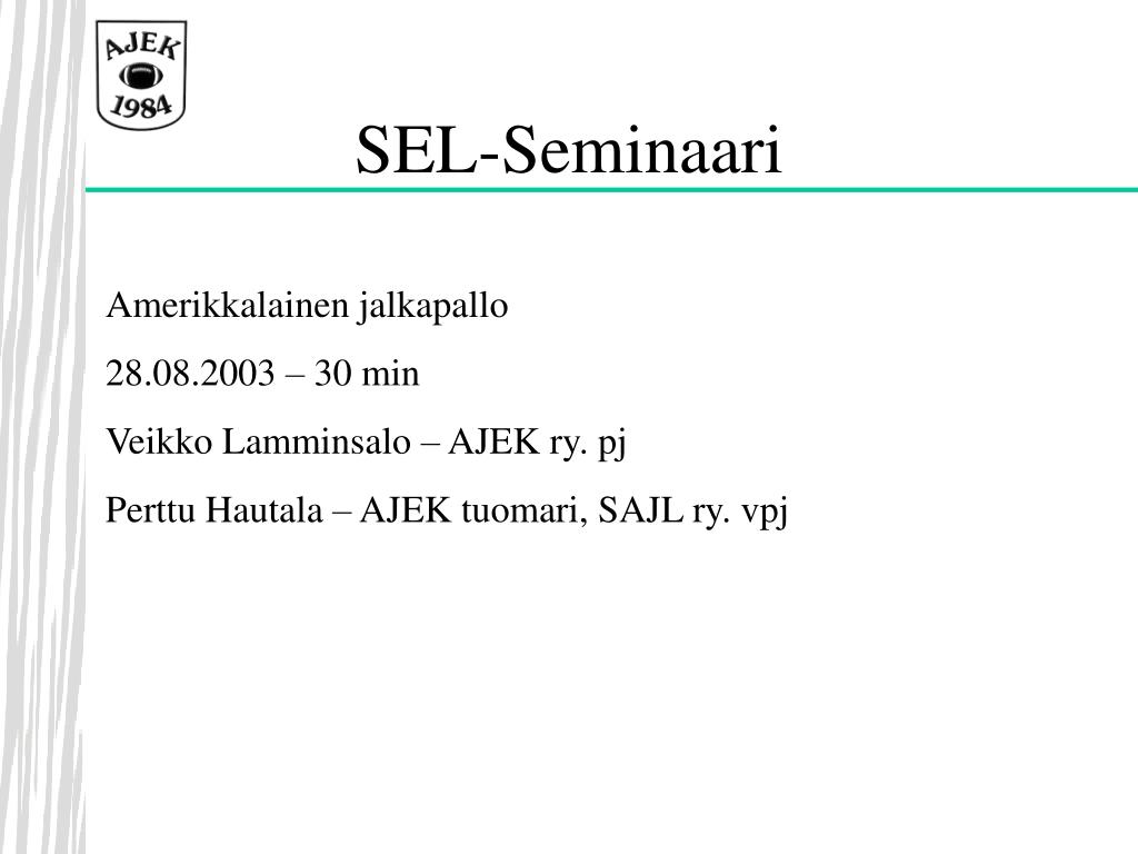 PPT - SEL-Seminaari PowerPoint Presentation, free download - ID:3607768