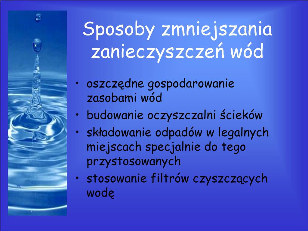 Sposoby Zmniejszania Tarcia PPT - WODA I JEJ ZANIECZYSZCENIA PowerPoint Presentation, free download