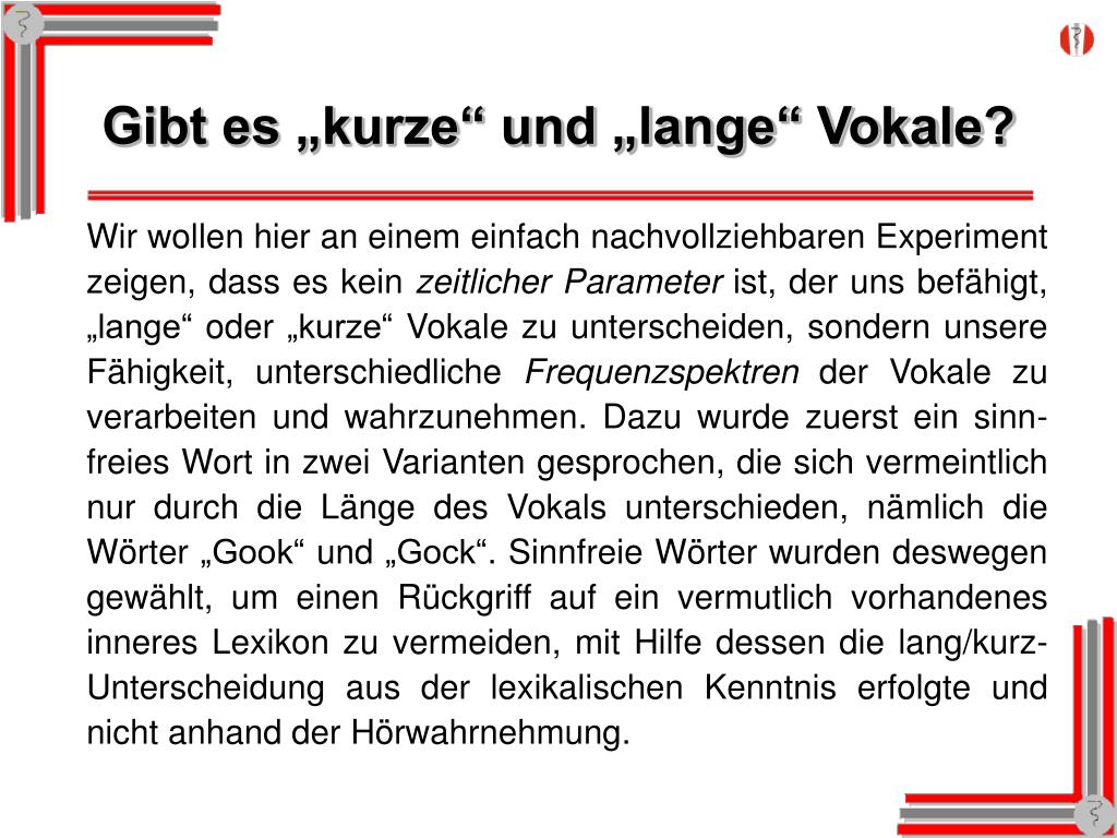 PPT Gibt es „kurze“ und „lange“ Vokale? PowerPoint Presentation ID3611316