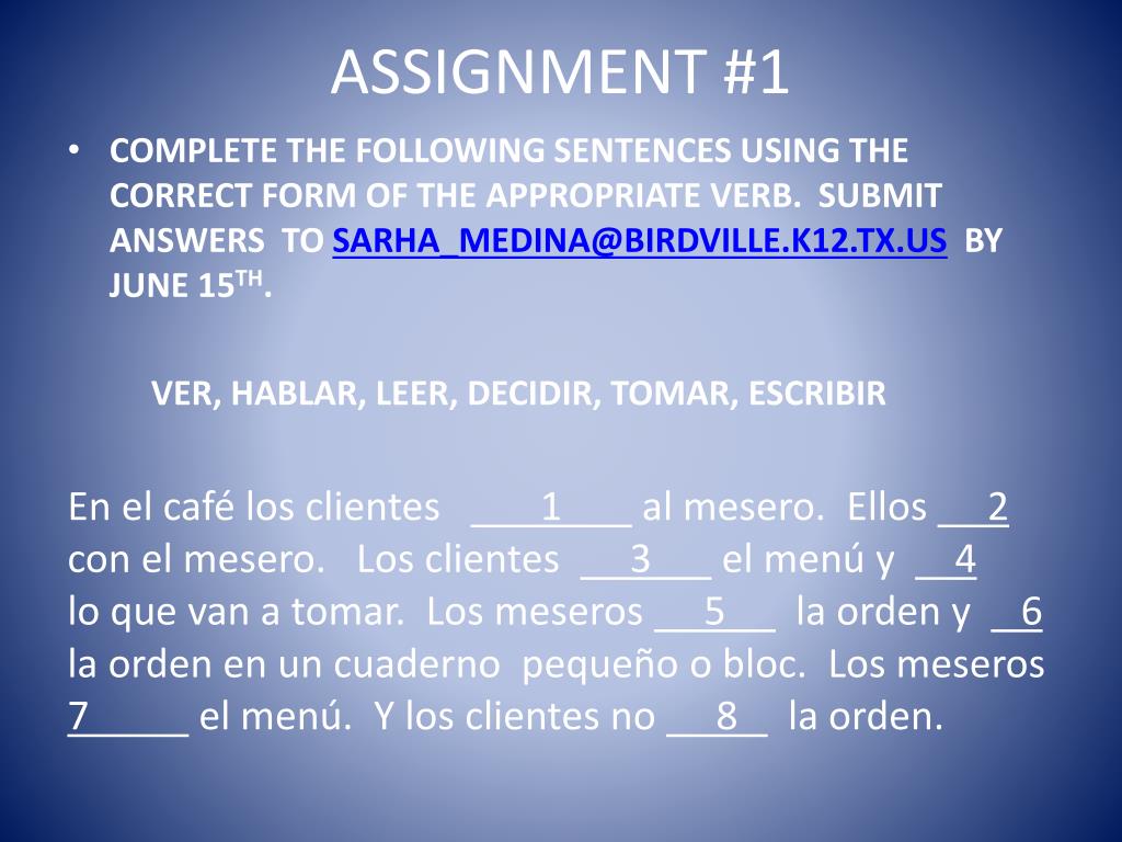 assignment spanish definition
