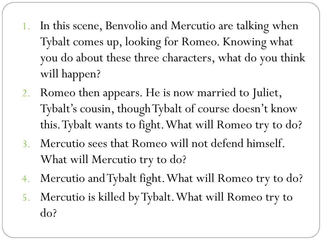 PPT Romeo and Juliet Act III, Scene I Predictions PowerPoint